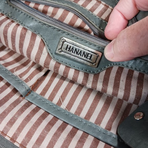 Hananel Gunmetal Gray Silver Studded Shoulder Bag Purse - Picture 8 of 8